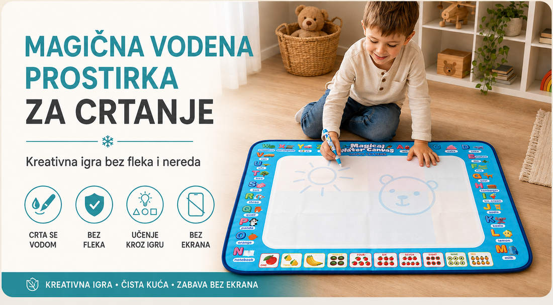 Magična vodena prostirka za crtanje – kreativna dečija igra bez fleka i ekrana