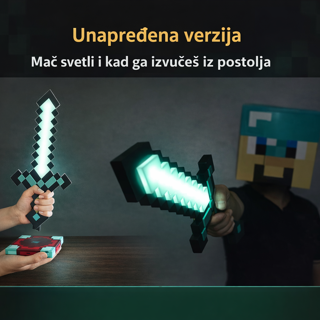 LED Pixel Mač sa Postoljem – Lampa i Igračka
