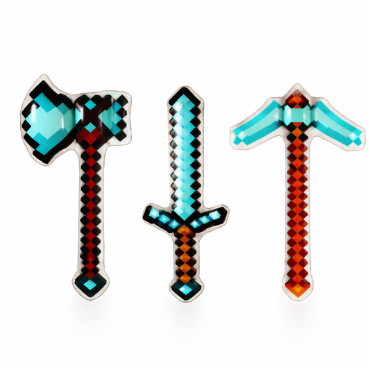 Naduvavajući set u pixel stilu - mač, sekira, kramp