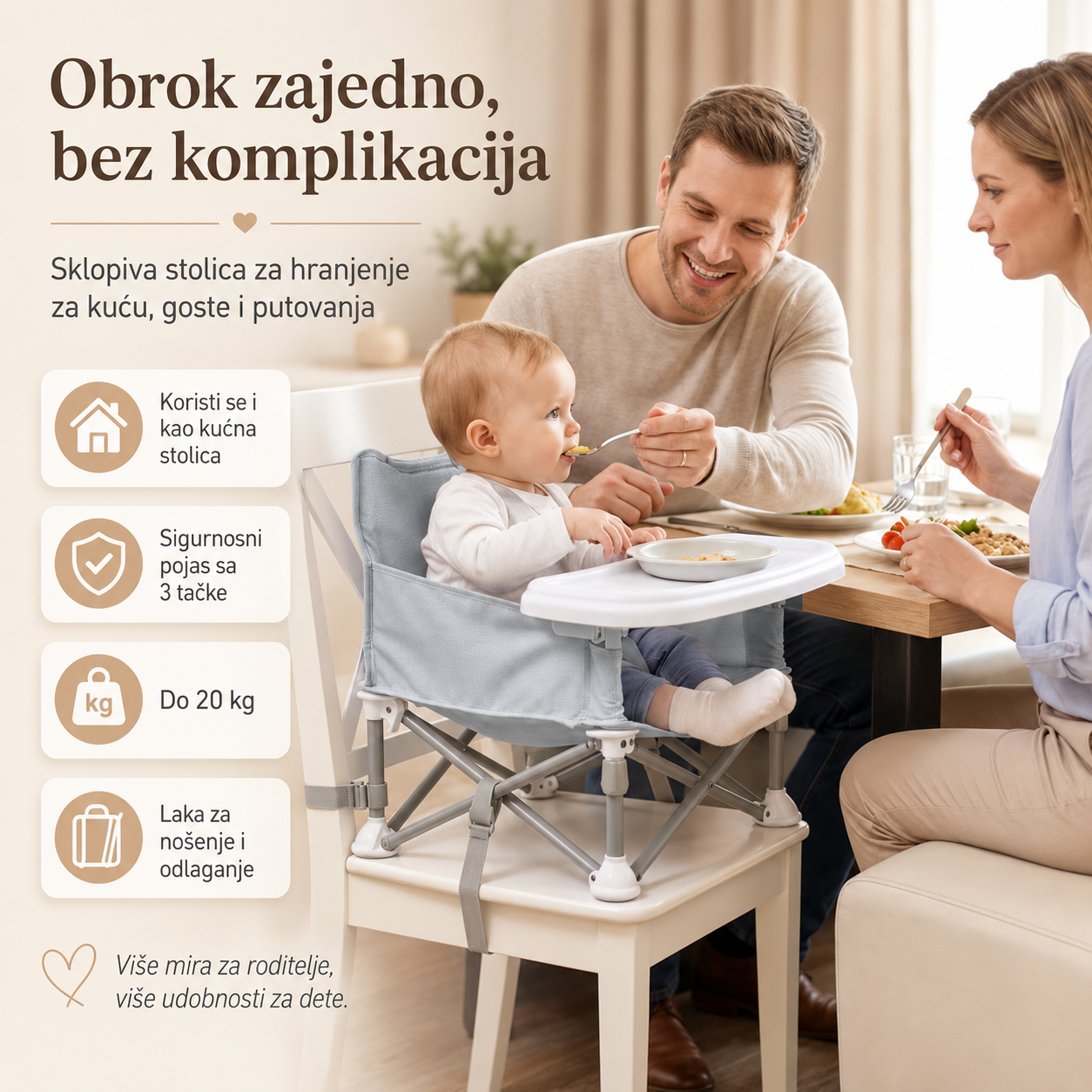 Sklopiva stolica za hranjenje