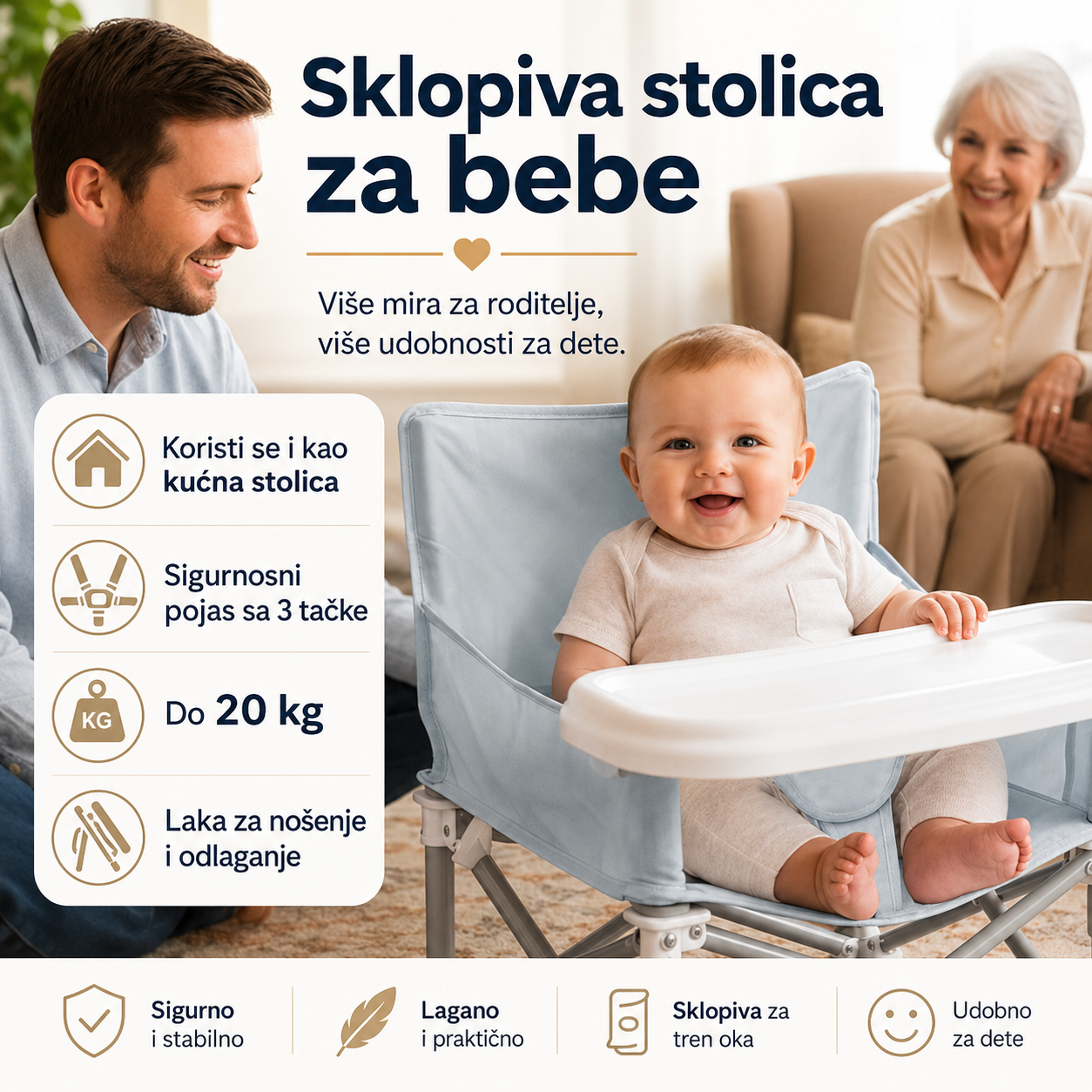 Sklopiva stolica za hranjenje