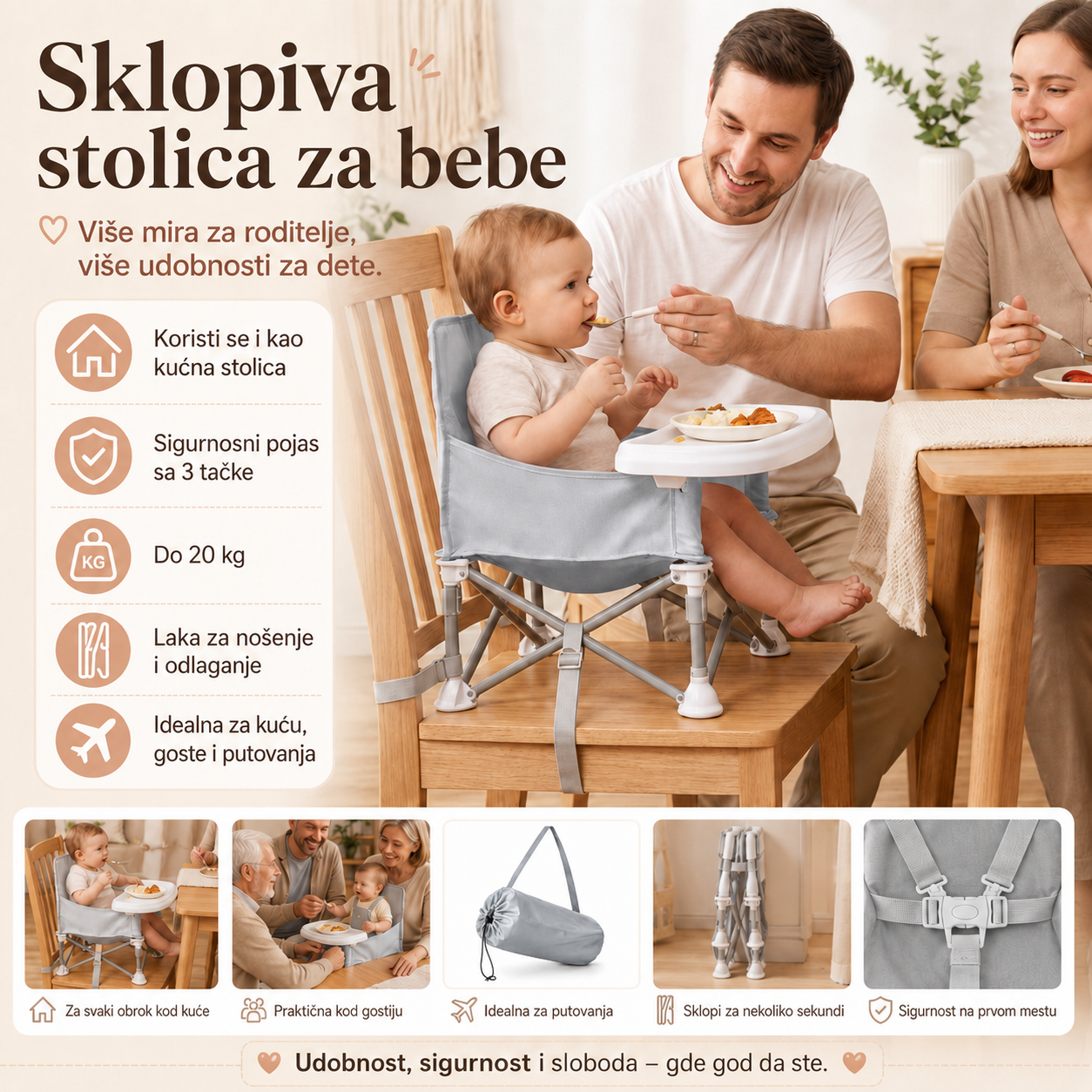 Sklopiva stolica za hranjenje