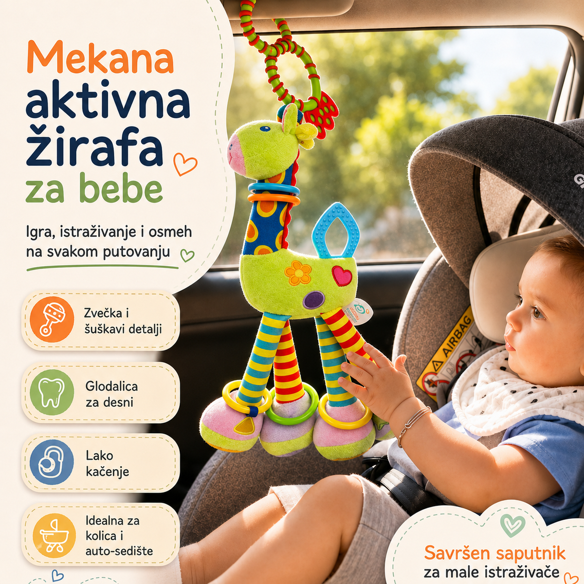 Plišana žirafa 3u1 za bebe